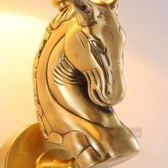 American Loft Copper Horse Head Living Room Wall Lamp Vintage Fabric Shade Bedroom Bedsides Corridor Stair Case Wall Sconces 8