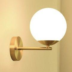 Modern Glass Ball Copper Bedroom Bedsides Wall Lights American Simple Copper Stair Case Corridor Wall Lamp 3