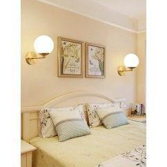 Modern Glass Ball Copper Bedroom Bedsides Wall Lights American Simple Copper Stair Case Corridor Wall Lamp 6