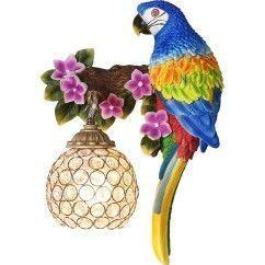 Resin Parrot Living Room Wall Light Hallway Corridor Crystal Shade Bedroom Bedsides Wall Lamp European Balcony wall lamp 3