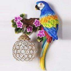Resin Parrot Living Room Wall Light Hallway Corridor Crystal Shade Bedroom Bedsides Wall Lamp European Balcony wall lamp 4