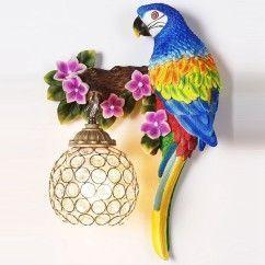 Resin Parrot Living Room Wall Light Hallway Corridor Crystal Shade Bedroom Bedsides Wall Lamp European Balcony wall lamp 5