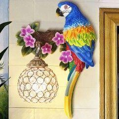Resin Parrot Living Room Wall Light Hallway Corridor Crystal Shade Bedroom Bedsides Wall Lamp European Balcony wall lamp 7
