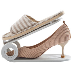 Dormitory Home Space Saving Shoe Rack Organizer, Adjustable Double Layer Foldable Shoes Holder for Closet, Wardrobe & Living Roo