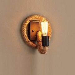 American Hemp Rope Circle Bedroom Wall Lamp Retro Metal Corridor Wall Sconces Pastoral Bar Counter Club Wall Lighting Fixtures 4