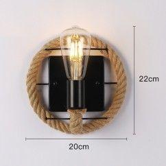 American Hemp Rope Circle Bedroom Wall Lamp Retro Metal Corridor Wall Sconces Pastoral Bar Counter Club Wall Lighting Fixtures 3