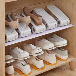 Dormitory Home Space Saving Shoe Rack Organizer, Adjustable Double Layer Foldable Shoes Holder for Closet, Wardrobe & Living Roo