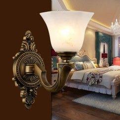 American Copper Bedroom Bedside Wall Light European Garden Corridor Glass Wall Lamps Villa Balcony Bathroom Wall Sconces 14