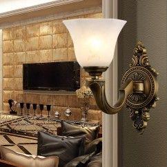 American Copper Bedroom Bedside Wall Light European Garden Corridor Glass Wall Lamps Villa Balcony Bathroom Wall Sconces 15