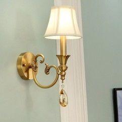 Luxury Pure Copper Living Room Wall Lamp American Royal Copper Fabric Bedroom Wall Sconce Background Corridor Wall Lamp 6