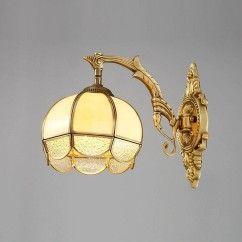 Copper Glass Living Room Wall Lamp Villa Royal Brass Bedroom Wall Sconces TV Background Corridor Wall Lamps 3