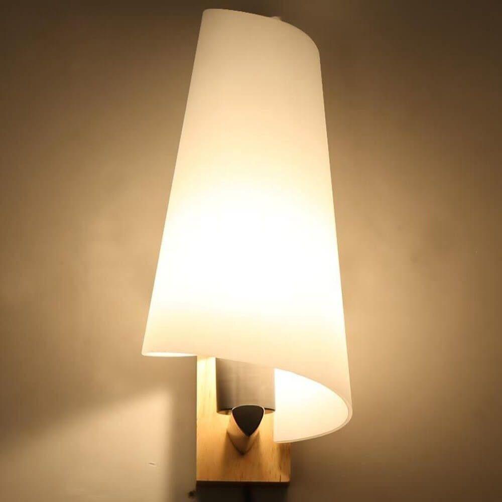 Wood Bedroom Wall Lamp Chinese Style Glass Calla Lily Balcony Wall Lights 1