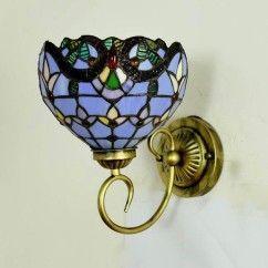 18 Tiffany Mediterranean Glass Bedroom Bedside Wall Lamp, European Living Room Balcony Stairs Wall Lights oovov.com img 3