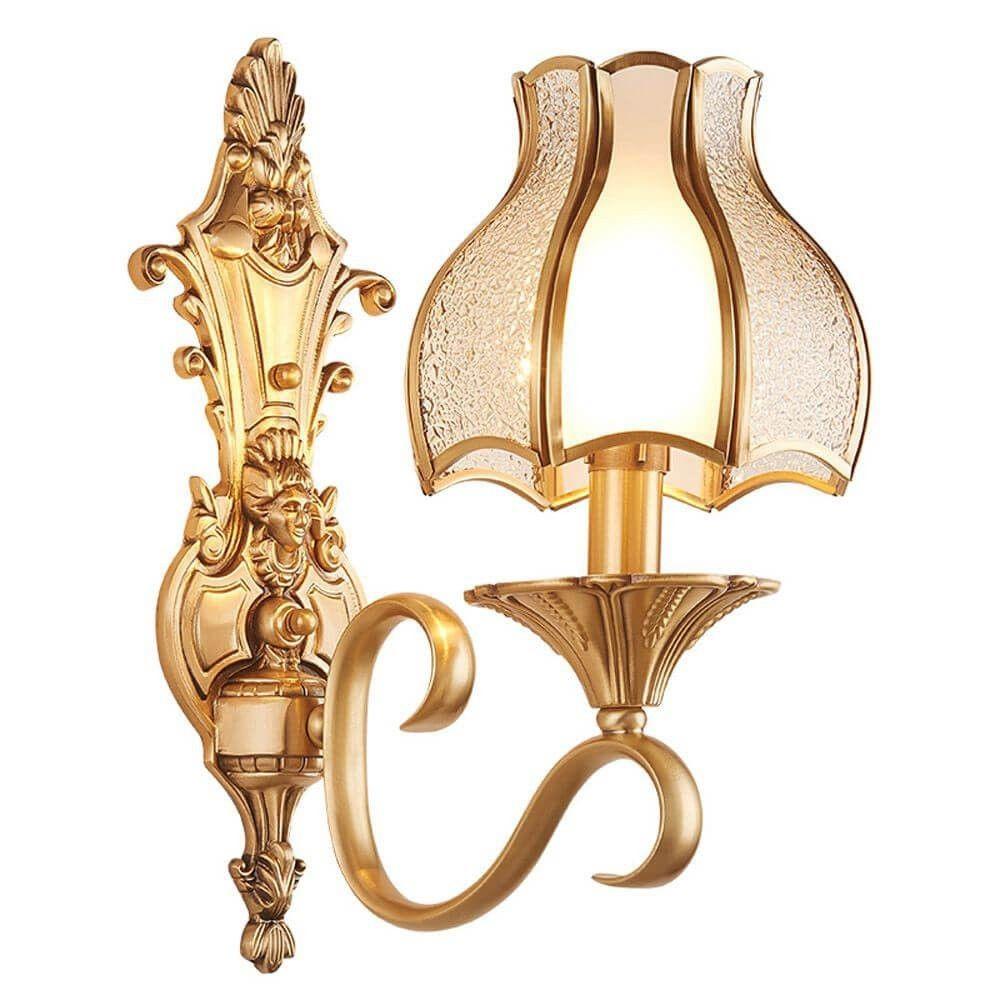 Copper Living Room Wall Lamp Umbrella Villa American Royal Copper Bedroom Wall Sconces Corridor Wall Lighting 4