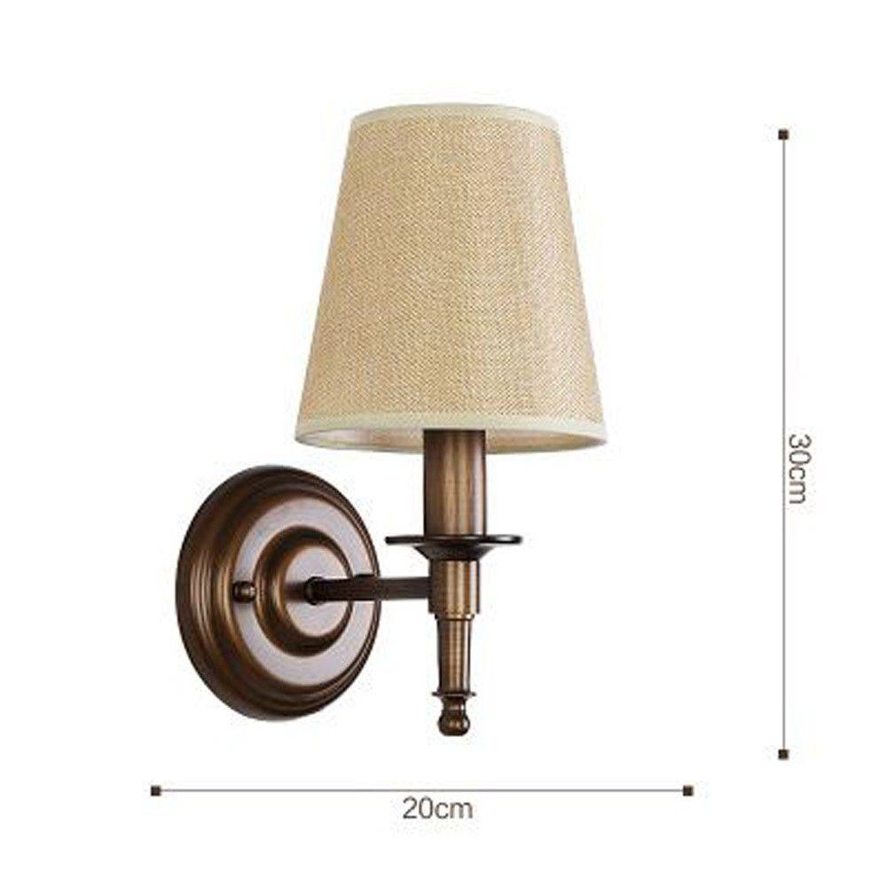 Fabric Bedroom Bedsides Wall Lamp Retro Pastoral Metal Club Wall Sconces Creative Stair Case Wall Lighting Fixtures 3