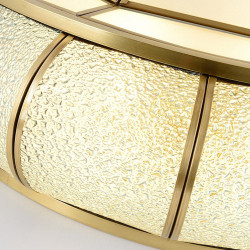 Round Pure Copper Bedroom Ceiling Lamp Glass Shade Living Room Ceiling Lights Creative Study Room Round UFO Ceiling Lamp