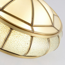 Round Pure Copper Bedroom Ceiling Lamp Glass Shade Living Room Ceiling Lights Creative Study Room Round UFO Ceiling Lamp