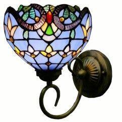 18 Tiffany Mediterranean Glass Bedroom Bedside Wall Lamp, European Living Room Balcony Stairs Wall Lights oovov.com img 2