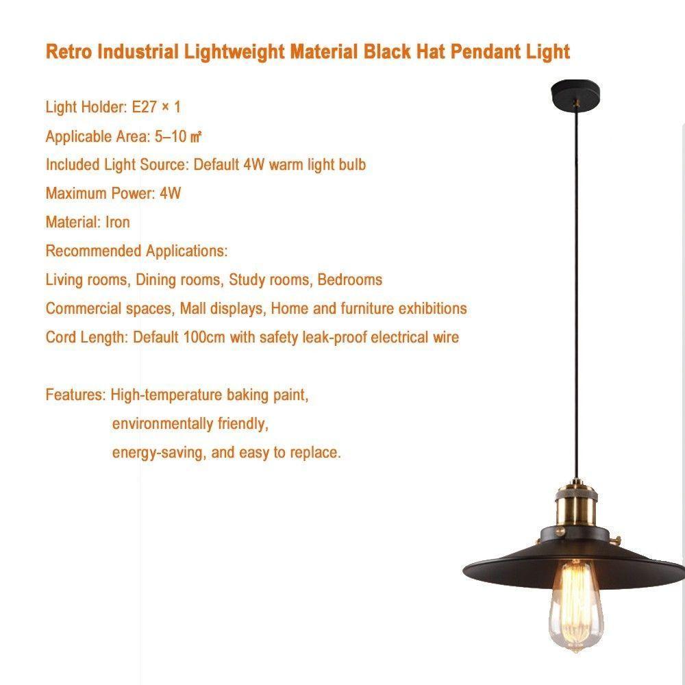 Retro Industrial Pendant Light, Perfect for Dining and Living Rooms, E27 Light Source, Max 4W 3