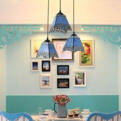 Blue Tiffany Restaurant Pendant Lamp Mediterranean Bar Pendant Lights Kitchen Pendant Light 3