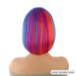 Party Dance Party Synthetic Wigs Colorful Bob Hairstyle Halloween  Cosplay Coszy Bangs Rainbow Wigs