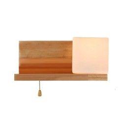 Wood Glass Wall Lights Nordic Simple Wall Lamp With Rope Switch Bedroom Bedsides Corridor Hallway 1