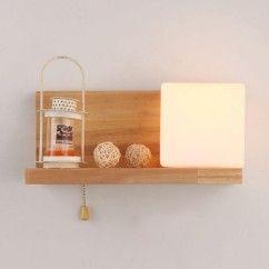 Wood Glass Wall Lights Nordic Simple Wall Lamp With Rope Switch Bedroom Bedsides Corridor Hallway 2