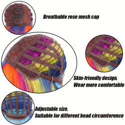 Party Dance Party Synthetic Wigs Colorful Bob Hairstyle Halloween  Cosplay Coszy Bangs Rainbow Wigs