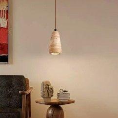 Modern Minimalist Pendant Light, Made of Natural Plaster and Wood, Ideal for Living Room and Bedroom 23