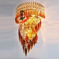 Crystal Leaf Wall Lights Bedroom Bedsides Corridor Wall Sconce Lamp European Palace Style Gold