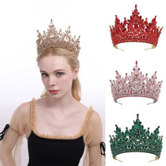 Baroque Queen Crowns For Pageant Miss Universe Crystal Big Bridal Tiara Crown For Wedding Quinceanera Bride Diadem Headpiece