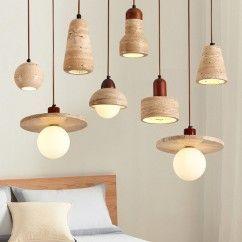 Modern Minimalist Pendant Light, Made of Natural Plaster and Wood, Ideal for Living Room and Bedroom 26