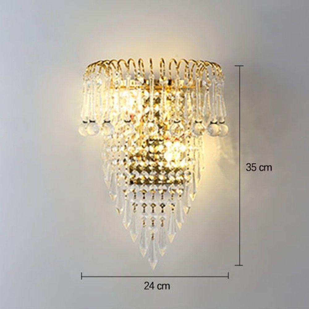 Modern Crystal Golden Crown Bedroom Bedsides Wall Lights Stair Corridor Mirror Front Wall Sconces Balcony Hallway Wall Lamps 3