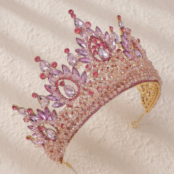 Baroque Queen Crowns For Pageant Miss Universe Crystal Big Bridal Tiara Crown For Wedding Quinceanera Bride Diadem Headpiece