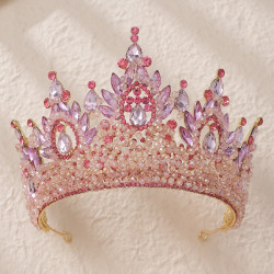 Baroque Queen Crowns For Pageant Miss Universe Crystal Big Bridal Tiara Crown For Wedding Quinceanera Bride Diadem Headpiece