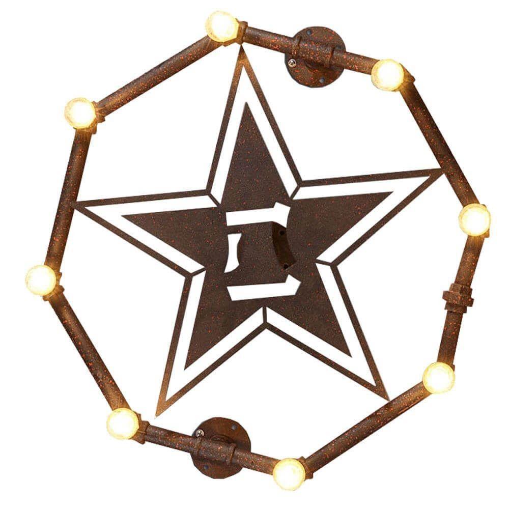 Octangle Metal Tube 3D Star Bar Counter Wall Light Rust Metal Pentacle American Country Rustic Balcony Industrial Wall Lamp 1