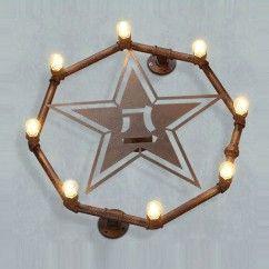 Octangle Metal Tube 3D Star Bar Counter Wall Light Rust Metal Pentacle American Country Rustic Balcony Industrial Wall Lamp 4