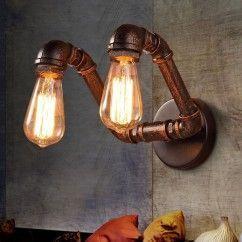 Antique Metal Tube Bar Counter Wall Light Stair Corridor American Country Rustic Balcony Wall Lamp Style Restaurant Wall Light 4