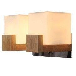 Contracted Japanese Wooden Corridor Wall Lamp Chinese Bedroom Wall Sconce Glass Cube Bedsides Stair Case Wall Fixtures 1