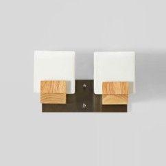 Contracted Japanese Wooden Corridor Wall Lamp Chinese Bedroom Wall Sconce Glass Cube Bedsides Stair Case Wall Fixtures 2