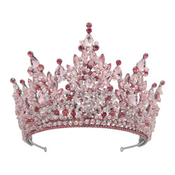Baroque Queen Crowns For Pageant Miss Universe Crystal Big Bridal Tiara Crown For Wedding Quinceanera Bride Diadem Headpiece