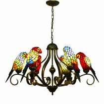 Parrot Chandelier Tiffany Vintage Creative Color Glass Pendant Lamp Decor for Home Living Room Bedroom Hotel