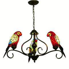 Parrot Chandelier Tiffany Vintage Creative Color Glass Pendant Lamp Decor for Home Living Room Bedroom Hotel