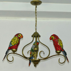 Parrot Chandelier Tiffany Vintage Creative Color Glass Pendant Lamp Decor for Home Living Room Bedroom Hotel