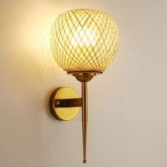 Southeast Asian Bamboo Corridor Torch Wall Lights Handmade Craft Hotel Stair Case Cup Shape Wall Lamp 4