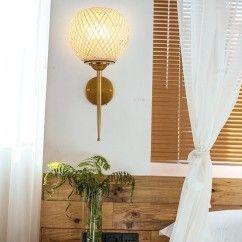 Southeast Asian Bamboo Corridor Torch Wall Lights Handmade Craft Hotel Stair Case Cup Shape Wall Lamp 6