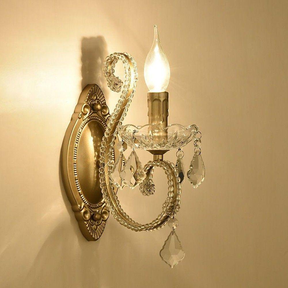 Corridor Crystal Wall Lamp French Bedroom Wall Lighting American Balcony Living Room Wall Sconces 1