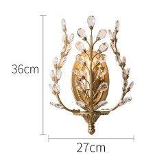 Crystal Branch Wall Lamp American Village Wrought Iron Wall Light Cafe Bedroom Bedside Corridor Wall Lighting 7
