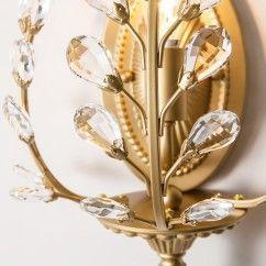 Crystal Branch Wall Lamp American Village Wrought Iron Wall Light Cafe Bedroom Bedside Corridor Wall Lighting 9