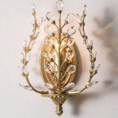 Crystal Branch Wall Lamp American Village Wrought Iron Wall Light Cafe Bedroom Bedside Corridor Wall Lighting 10